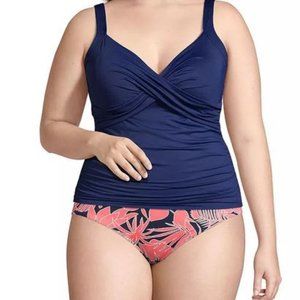 Lands' End Tankini Top with Tummy Control and underwire 22W DDD